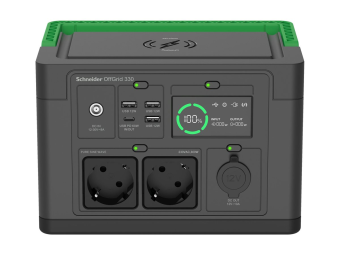 APC Schneider OffGrid 330 - Tragbares kraftwerk - LCD Lithium-Ionen 2 CEE 73 Schuko-Steckdosen Sinuswelle 3 USB-A 1 USB-C kabelloses Laden