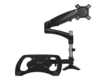 StarTech.com Laptop Monitor Stand - Computer Monitor Stand - Full Motion Articulating - VESA Mount Monitor Desk Mount - Befestigungskit (Befestigung für Stange, Gummipad, Laptop-Ablage, Federarm, Schwenkarm, 4 Abstandshalter, Clip zur Kabelführung, Schra