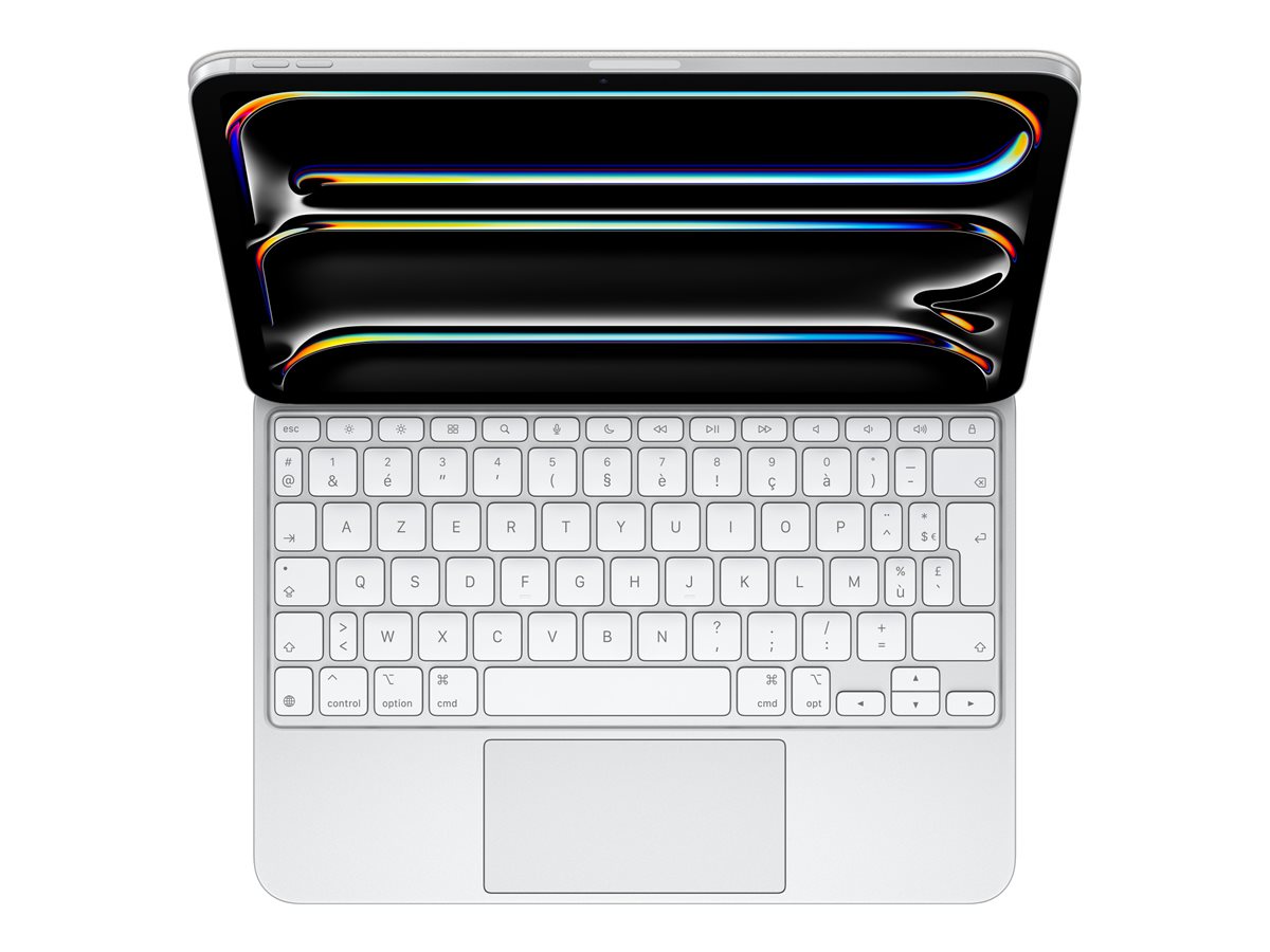 Apple Magic Keyboard - Tastatur und Foliohülle - mit Trackpad - hinterleuchtet - Apple Smart connector - AZERTY - Französisch - weiß - für 11-inch iPad Pro (M4)