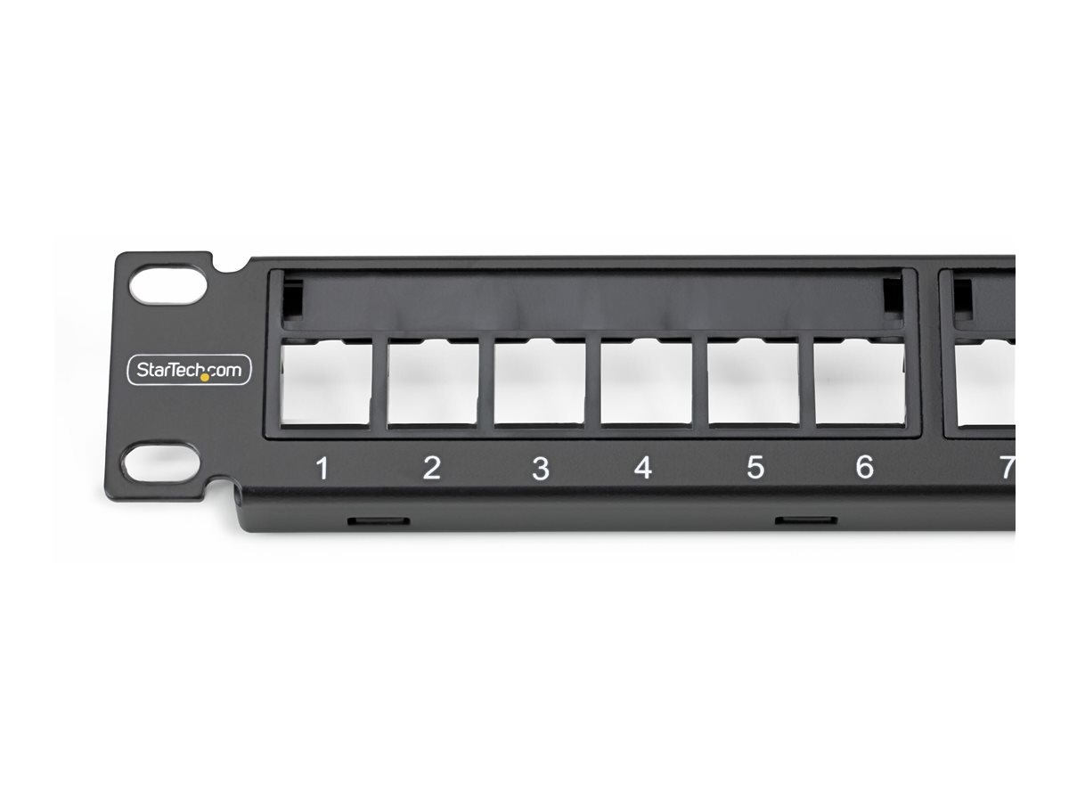 StarTech.com Startech - Leeres Keystone-Patchpanel - for RJ45 - geeignet für Wandmontage, Rack montierbar - CAT 5e6 - UTP - Schwarz - 1U - 48.3 cm (19")