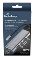 MEDIARANGE Hub USB-C 5 in 1 Multiport Adapter silber