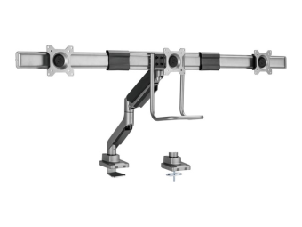 Equip Befestigungskit (Kabeldurchführungsklemme Schrauben Klemmhalterung) - Gasfeder - für 3 LCD-Displays Curved LCD-Displays - Kunststoff Aluminium stainless steel - Silber - Bildschirmgröße 43.2-68.6 cm (17-27)