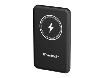 Verbatim Charge n Go - Induktive Power Bank - Magnethalterung - Li-Pol - 5000 mAh - 20 Watt - 2.4 A - Apple Fast Charge PD 3.0 QC 3.0 Apple 2.4A USB BC 1.2 (24 pin USB-C)