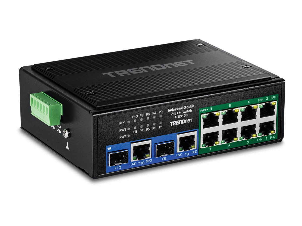 TRENDnet TI-BG108 - Version v1.0R - Switch - industriell - unmanaged - 8 x 101001000 (PoE++)