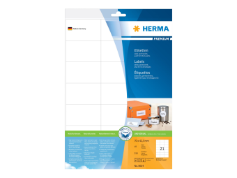 HERMA Premium - Papier - matt - permanent selbstklebend - weiß - 70 x 42.3 mm 210 Etikett(en) (10 Bogen x 21)