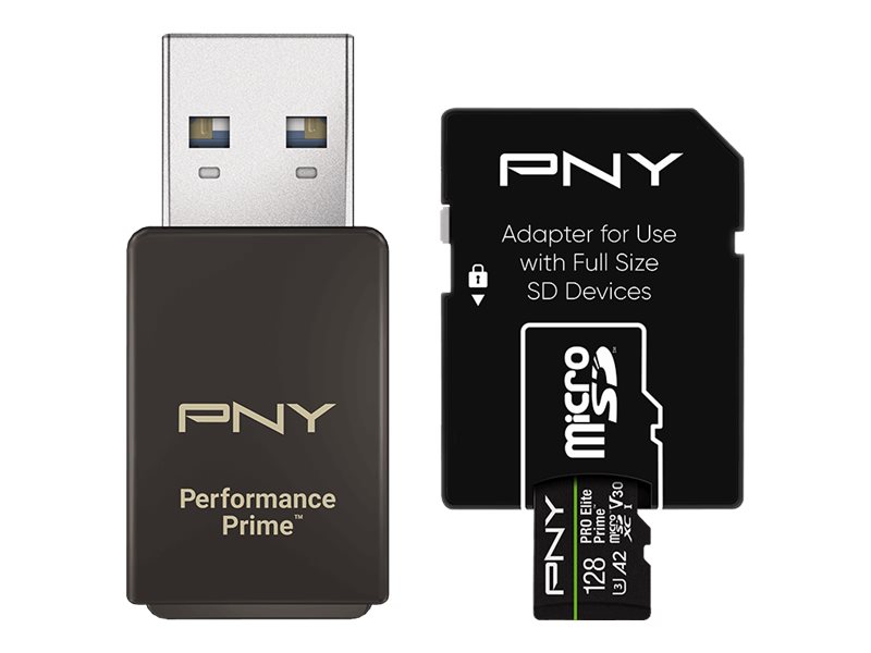 PNY PRO Elite Prime - Flash-Speicherkarte (SD-Adapter + Performance Prime-Kartenleser inbegriffen)