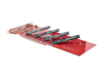 StarTech.com Quad M.2 PCIe Adapter Card x16 Quad NVMe or AHCI M.2 SSD to PCI Express 4.0 Up to 7.8GBpsDrive For 22422260228022110mm PCIe M-Key M2 SSDs Bifurcation Required - PCLinux Compatible (QUAD-M2-PCIE-CARD-B)