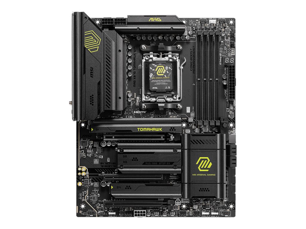 MSI MAG X870 TOMAHAWK WIFI - Motherboard - ATX - Socket AM5 - AMD X870 Chipsatz - USB4, USB 3.2 Gen 2, USB-C 3.2 Gen2, USB-C 3.2 Gen 2x2, USB 3.2 Gen 1 - 5 Gigabit Ethernet, Wi-Fi 7 - Onboard-Grafik (CPU erforderlich)