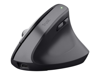 Trust Bayo+ - Vertikale Maus - ergonomisch - Für Rechtshänder - optisch - 6 Tasten - kabellos - 2.4 GHz - kabelloser Empfänger (USB)