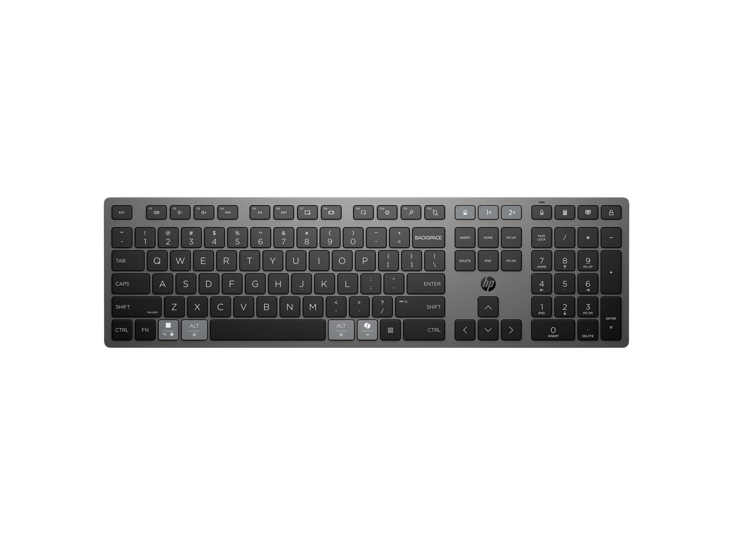 HP 720 - Tastatur - Mehrgeräte, wiederaufladbar, betrieben mit Superkondensator, 22 programmierbare Tasten
