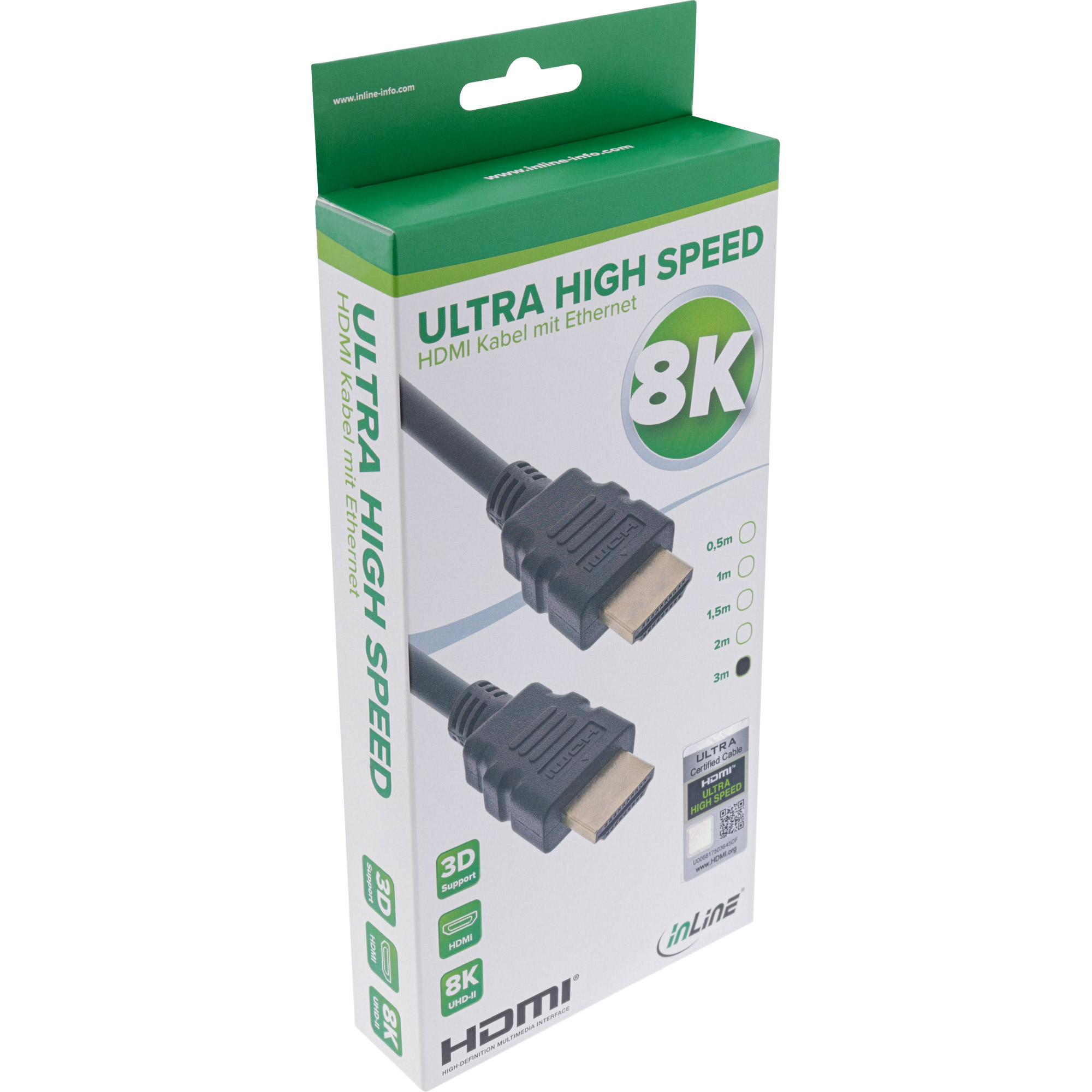 InLine Zertifiziertes HDMI Kabel - Ultra High Speed HDMI - 8K4K - 2m