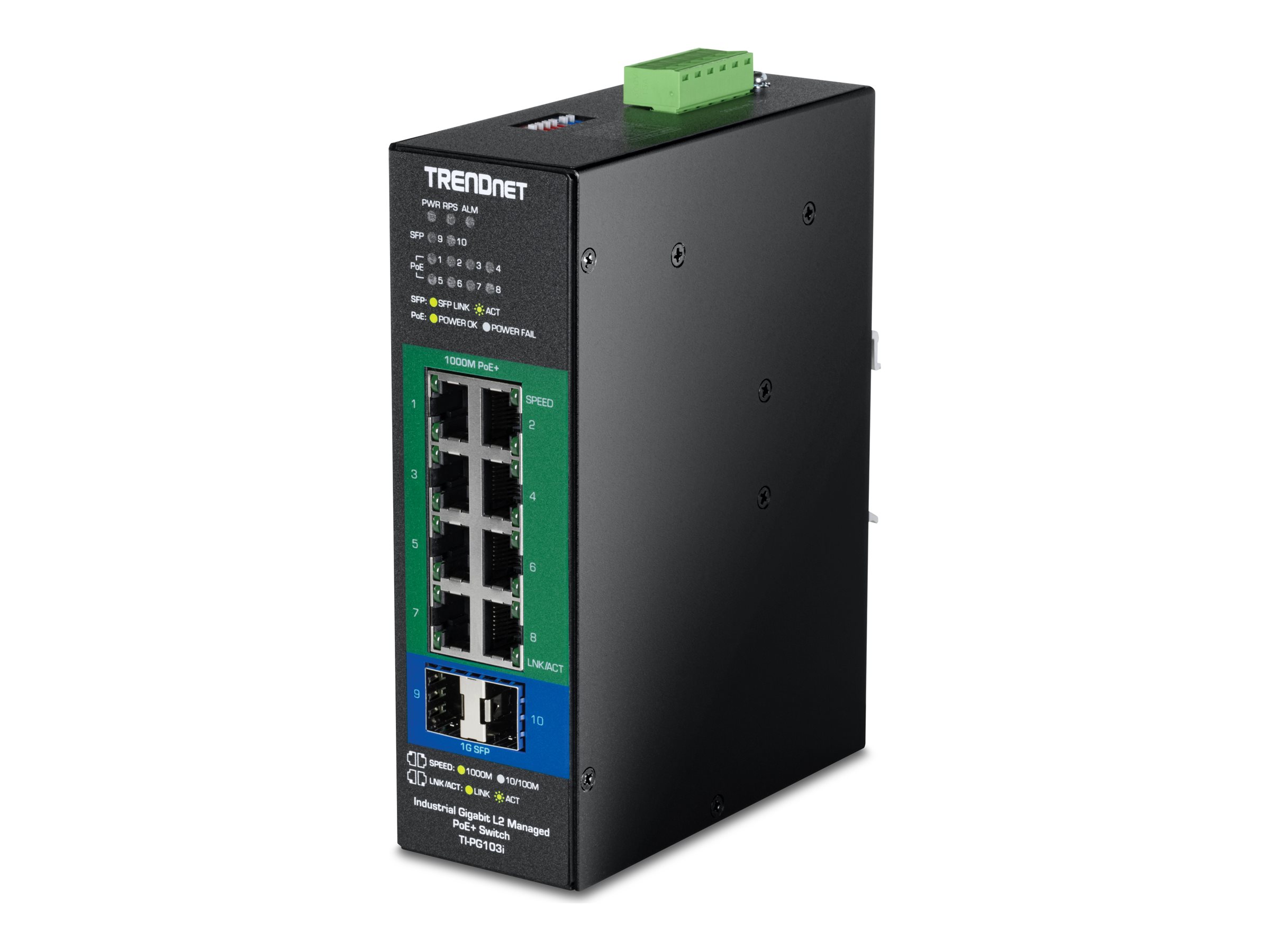 TRENDnet TI-PG103I - Version V1 - Switch - industrial, L2, 24-57V - managed - 8 x 101001000 (PoE+)