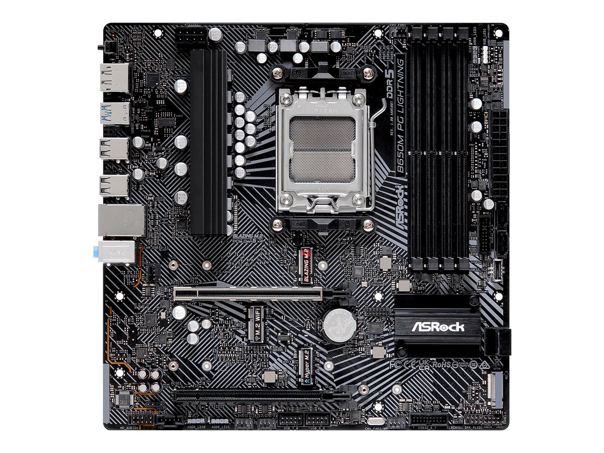 ASRock B650M PG Lightning - Motherboard - micro ATX - Socket AM5 - AMD B650 Chipsatz - USB-C 3.2 Gen2, USB 3.2 Gen 2, USB 3.2 Gen 1, USB-C 3.2 Gen 1 - 2.5 Gigabit LAN - Onboard-Grafik (CPU erforderlich)