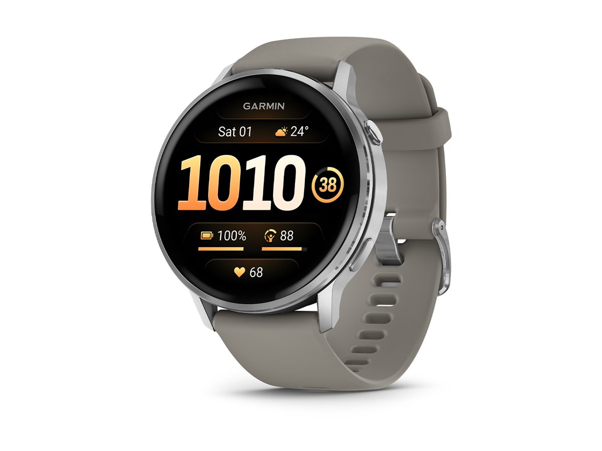 Garmin Venu 4 - 45 mm - silber - intelligente Uhr mit Band - Silikon - silver gray - Handgelenkgröße 135-200 mm - Anzeige 3.53 cm (1.4")