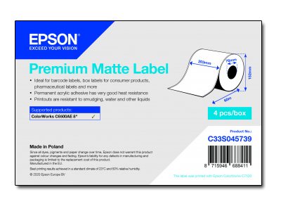 Epson Premium - Glatt matt - permanenter Acrylklebstoff - hochweiß - Rolle (20,3 cm x 60 m)