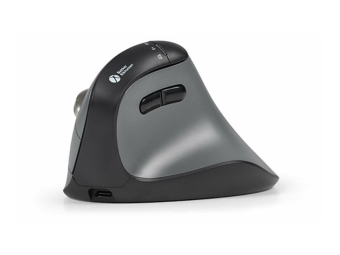 Bakker FastForward - Vertikale Maus - high-speed scroll, tilt wheel, silent click - ergonomisch - Für Rechtshänder - optisch - 8 Tasten - kabellos, kabelgebunden - 2.4 GHz, USB-C, Bluetooth 5.1 - kabelloser Empfänger (USB)