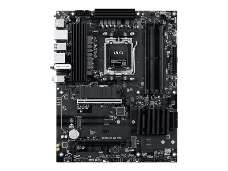 MSI PRO B850-S EVO WIFI - Motherboard - ATX - Socket AM5 - AMD B850 Chipsatz - USB-C 3.2 Gen2, USB 3.2 Gen 1, USB 3.2 Gen 2 - 5 Gigabit Ethernet, Wi-Fi 7, Bluetooth - Onboard-Grafik (CPU erforderlich)