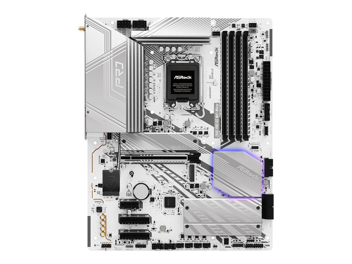 ASRock Z890 Pro RS WiFi White - Motherboard - ATX - LGA1851-Sockel - Z890 Chipsatz - USB4, USB-C 3.2 Gen 2x2, USB 3.2 Gen 2, USB 3.2 Gen 1 - 2.5 Gigabit LAN, Bluetooth, Wi-Fi 6E - Onboard-Grafik (CPU erforderlich)
