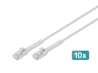 DIGITUS CAT 6A F-FTP abwinkelbares Patchkabel, Kupfer, 2 m, grau, 10 Stück